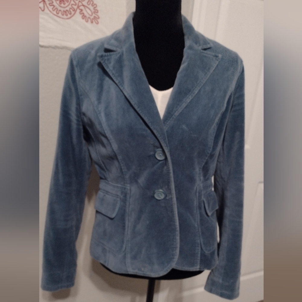 Women's Vintage Blue Velvet Blazer Jacket